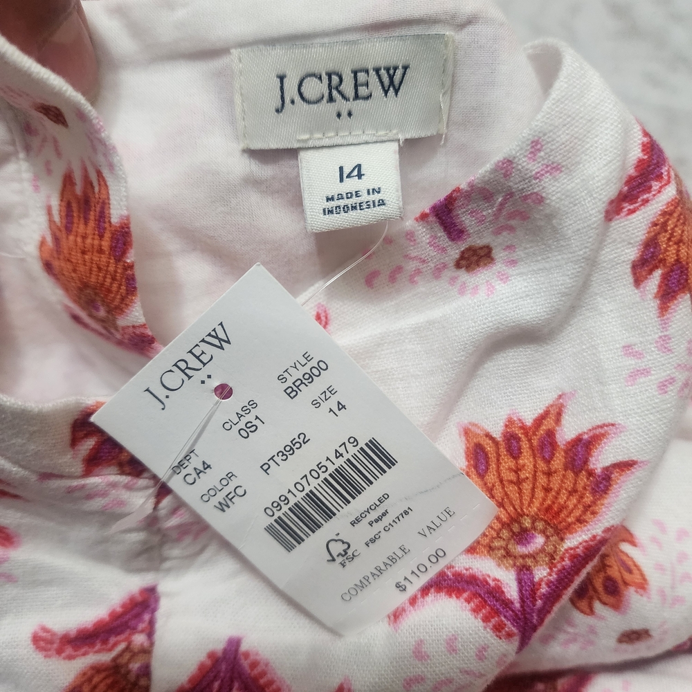 J.Crew Factory Women's Linen Blend Ruffle Strap Mini Sundress Floral Sz 14 NWT - Picture 13 of 14